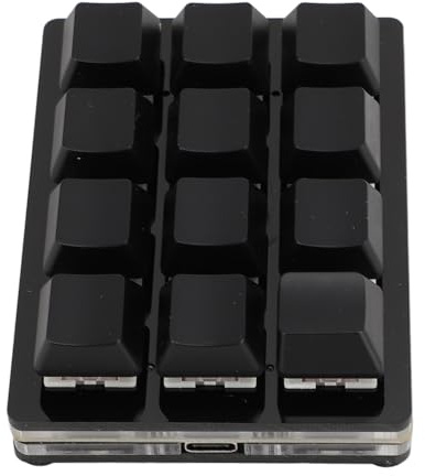 Asixxsix Tastiera da Gioco Meccanica con una Sola Mano 12 Tasti USB Cablata RGB Interruttore Rosso Tastiera Macro Programmabile Multifunzionale con Funzione di Memoria per Lavoro in