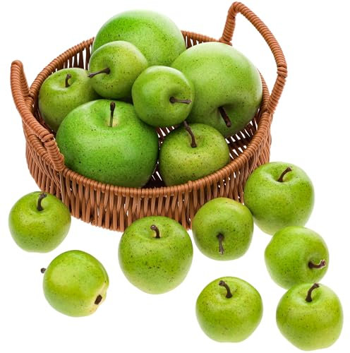 Gresorth 15 PCS Artificial Green Apple Decoration Fake Fruit Model Realistic Simulation Vegetable Ornament Birthday Party Thanksgiving
