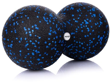 FIZYO Double Balle de Massage 24x12 cm - Boule Auto-Massage Fascia, Dos, Cou – Balle Lacrosse pour Soulagement Musculaire, Trigger Points, Physiothérapie et Récupération Sportive, Fitness (Bleue)