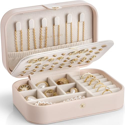 VLANDO Travel Jewelry Case, Portable Jewelry Earring Box Organizer