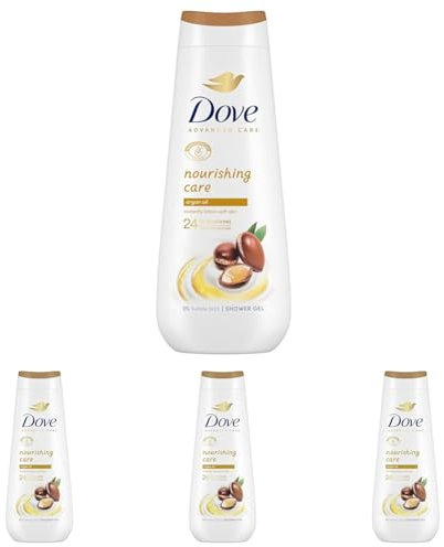 Dove Advanced Care Gel de Ducha Cuidado Nutritivo Aceite de Argán 600ml (Paquete de 4)