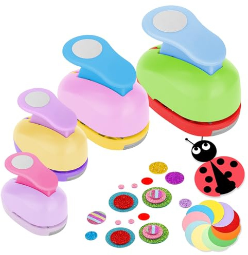Perforatrice Decorativa Perforatrice Cerchio: 4 Pezzi Fustellatrice per Carta, Punzonatrice per Carta Cerchio 10mm 15mm 25mm 38mm, Perforatore per Scrapbooking, Album e Creazione di Biglietti