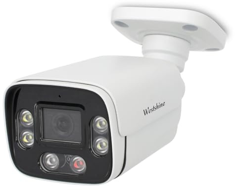 WESTSHINE 5MP Caméra IP PoE, détection Active des Personnes et des véhicules, caméra de Surveillance extérieure avec Vision Nocturne Couleur, boîtier métallique Grand Angle IP67(Carte SD Non Incluse)