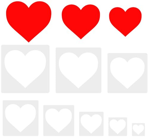 8 Pack Large Heart Stencils for Crafts, Reusable PET Plastic Heart Shape Templates (6cm to 24cm), Washable Stencil Set for Wall Painting, Fabric, Wood, Scrapbooking, Card Making & Home Decor (White)