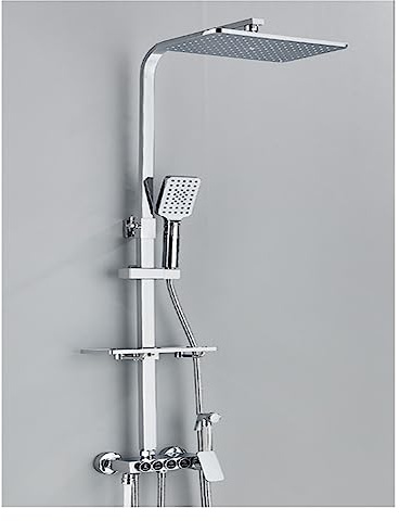 Termostatblandare för dusch, digital display, badrumsdusch, termostatblandare, svart set, modern regnduschblandare för badrum (krom 4-vägs D 1)