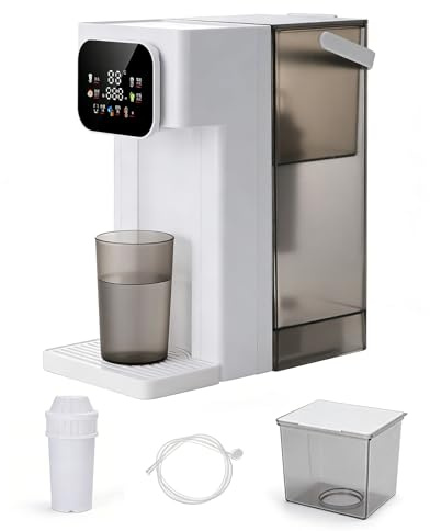 Dispensador de agua caliente, multifuncional de 3 L, 12 niveles de temperatura, 8 cantidades de agua, pantalla táctil digital, bloqueo para niños, depósito de agua extraíble, cartuchos de filtro y