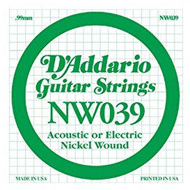 D'Addario NW039 Nickel-Einzelsaite für Gitarren 0,10 cm (0,039 Zoll)