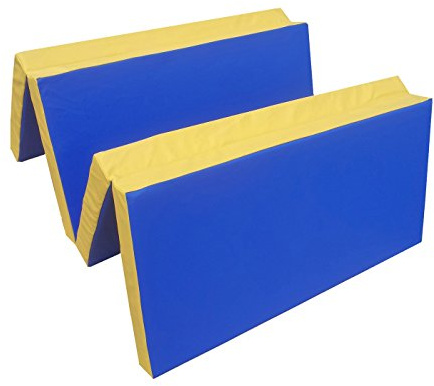 NIRO SPORT Materassino di Caduta 200 x 100 x 8 cm Pieghevole Tappetino da Allenamento Tappetino da Ginnastica per Esercizi Fitness Stuoia Sportiva Gym Mat Impermeabile - Blu/Giallo
