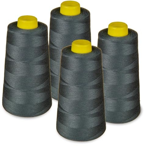 Lialina® Filo da Cucire Overlock 4 Bobine a Cono da 2700m 40S/2 100% Poliestere Colore Grigio scuro Cod. 347