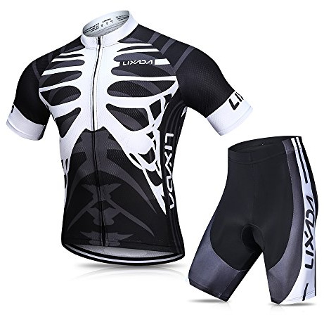 Lixada Conjunto de Maillot de Ciclismo para Hombre, Camiseta de Ciclismo de Manga Corta de Secado Rápido y Transpirable + Shorts Acolchados de Gel (Tipo 1, XL)