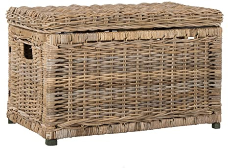happimess HPM9002B Elijah - Baúl de almacenamiento de mimbre de 30 pulgadas, plegable para almacenamiento plano, ratán-Kubusoft gris, costero para oficina, dormitorio, sala de estar, dormitorio,