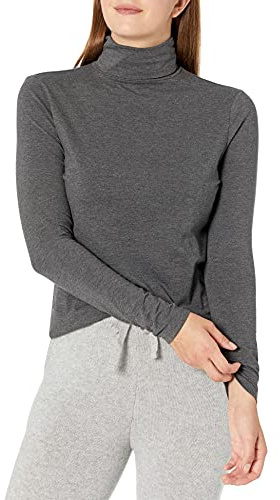 Amazon Essentials Women's Long-Sleeve Roll Neck Jumper (Available in Plus Size), Charcoal Heather, M