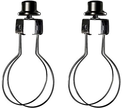 ECUDIS 2 Pack Lamp Shade Light Bulb Clip Lampshade Adapter with Finial (Black)