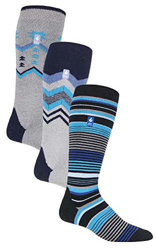 HEAT HOLDERS 3 Pack Mens Winter Ski Socks Lite | Thermal Snowboarding Socks (7-12, Mix 1)