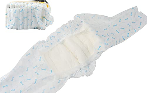 BePetMia Engångsblöjor för hanhundar, hundblöja med 4 storlekar för hanar, superabsorberande och läckagesäker för hundar, upphetsbar urinering eller inkontinens (L: 63–80 cm, 8 st)