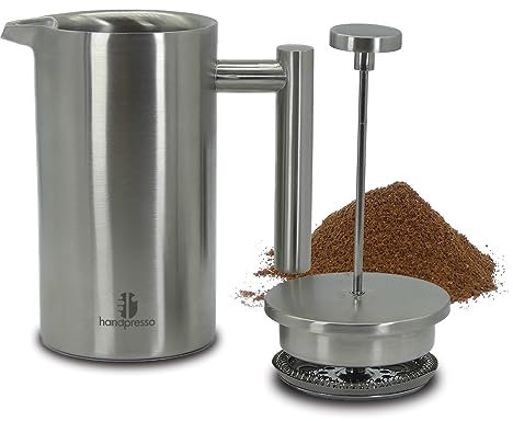 Handpresso French Press | Cafetière à Piston inox double paroi isolante | Cafetiere a Piston isotherme | Cafetiere portable pour la maison, cafetiere de voyage