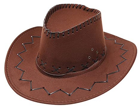 SRTUMEY Clearance - Cappello da cowboy effetto pelle scamosciata, a tesa larga, cappello in feltro con cordino, per uomini e donne, colore: caffè