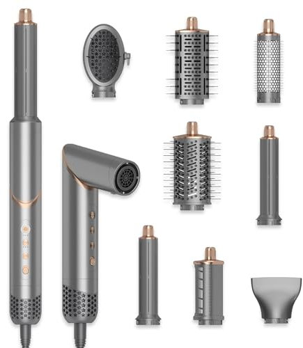 8 in 1 Hair Dryer Brush Set Air Hair Styler Curling Negative Ionic Foldable Hot Air Hair Dryer Brush, Hair Styling Tool for Curling Waves Straightening Volume Blowout Styles