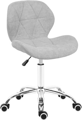 Hadwin Modern Boucle Swivel Office Chair, Height Adjustable Padded Armless Desk Chair with Wheels for Home Office, Grey