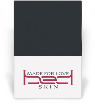 Bedskin Premium Topper Spannbettlaken 140x200cm, bis 8 cm Topperhöhe - Jersey Spannbettlaken für Boxspringbett, 100% Buamwolle Spannbetttuch - Anthrazit