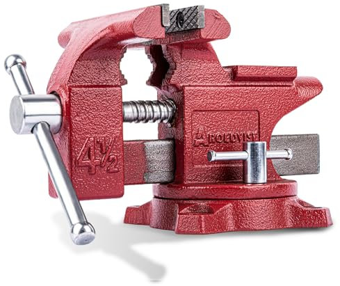 AROEDVISE 4-1/2 Bench Vise, 3 Jaw Opening, 2,645 lbs Clamping Force, Cast Iron Home Vise with 240° Swivel Base, Anvil & Multi-Jaw Design for Woodworking, Drilling & DIY
