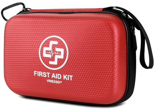 VRIEXSD Premium First Aid Kit, 320 Piece Waterproof Hard Shell Eva First Aid Kit for Home, Camping, Cars, Hiking, Travel, Businesses & Outdoor Emergencies - Emergency Medical Kits (Red)