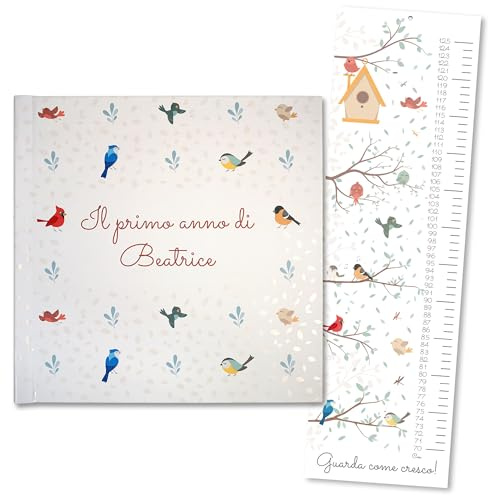 Album primo anno bambino, Libro nascita con copertina personalizzabile, Album dei ricordi, Diario del primo anno bambino da compilare, Diario bebè (Italiano-glossy)