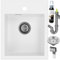 SINK QUALITY Spülbecken Weiß 40x50 cm - Granitspüle Weiß mit Siphon und Imprägnierung - Spüle ohne Abtropffläche - Kleines Spülbecken für Küche für Unterschränke ab 40 cm Breite