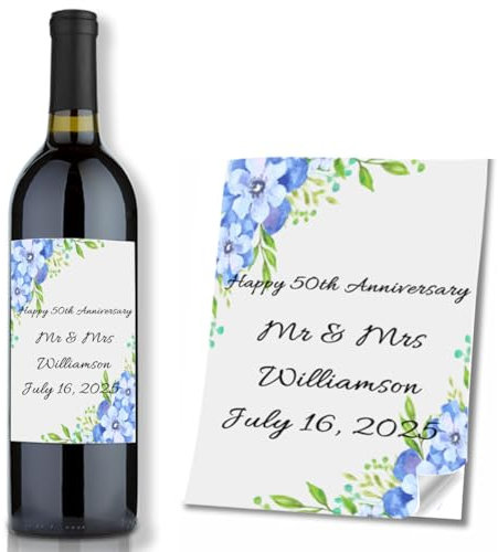 Individuelle Weinflaschen-Etiketten, personalisierbar, wasserdicht, Champagneraufkleber mit Text/Logo/Bild, ideal für Hochzeit, Jahrestag, Babyparty, Verlobungsfeier