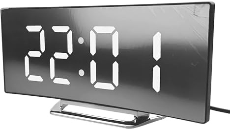 Digital displayklocka, tyst tidsverktyg med hög ljusstyrka, LED-display digital klocka med böjd skärm för studenter tonåringar pojkar flickor seniorer sovsal husbil