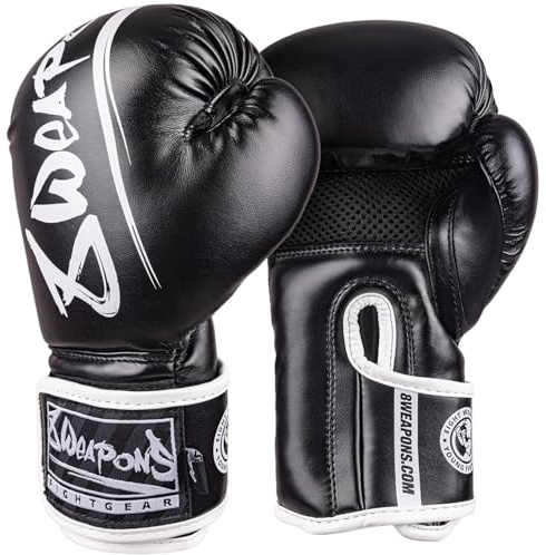 8 WEAPONS Boxhandschuhe Kinder, Unlimited 2.0, Schwarz-weiß, Kinder Boxhandschuhe, Kunstleder, Perfekte Dämpfung für optimalen Schutz, Handschuhe für Muay Thai, K1, Boxen, MMA & Kickboxen, 2 Oz