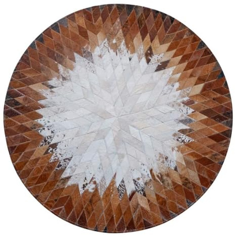 Suixtil Alfombra de Cuero de diseño de Lujo, Redonda, de Color Resistente, hipoalergénica, for habitación Infantil, con Patchwork de Piel de Vaca Vintage, Grande(Diameter160cm)