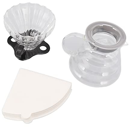 Mtlavishness Pour Over Kaffebryggare 600ML Kaffedripper i glas med filterkopp och papper för hembutik Handbryggningsupplevelse Hög temperaturbeständig Lätt att rengöra