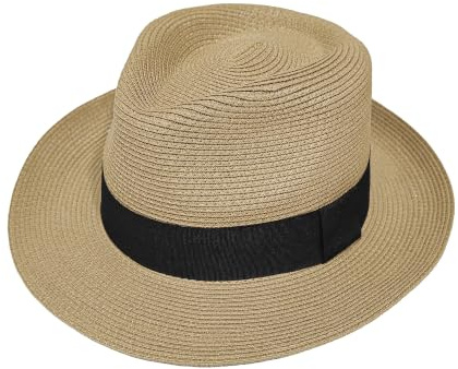 Wildarms Fedora Sombrero de Paja para Hombre y Mujer, Plegable, Enrollable, de ala Corta, Sombrero de Playa, Caqui, 7 - variaciones