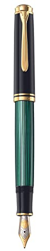 Pelikan 986430 Kolbenfüllhalter Souverän M 800 mit Bicolor-Goldfeder 18-K/750 Federbreite M, 1 Stück, schwarz/grün