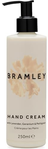 Bramley Hand Cream (250ml), Lavender Hand Moisturiser with Pump, Geranium & Petitgrain Essential Oil, Vegan Lotion For Hydrating & Nourishing Hands and Nails