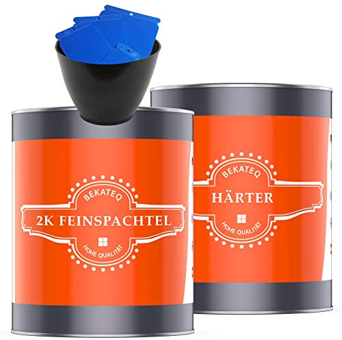 BEKATEQ Feinspachtel BK-110EP 2K Epoxidharz, 3 kg l Spachtelmasse für Boden, Auto & Boot l Risse & Löcher auffüllen, verdämmen I schnell härtend & wasserfest I ausziehbar auf 0 I mit Reparatur-Set