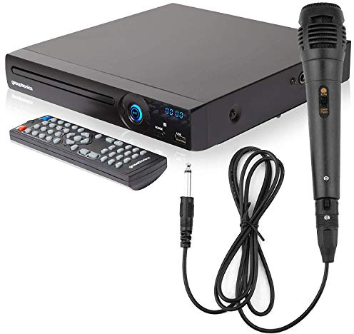 Grouptronics GTDVD-181 Compact Multi Region DVD Player With Karaoke Mic - Karaoke Player with USB, HDMI, Scart & Easy Setup