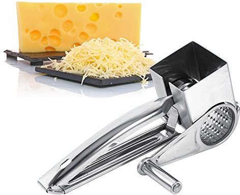 Rotary Cheese Grater, Stainless Steel Manual Parmesan Grater, Cheese Cutter Slicer Shredder with 1 Handheld Drums Shred Tool for Mozzerella, Vegetables, Chocolate, 7.9 * 4.6 * 2.2in