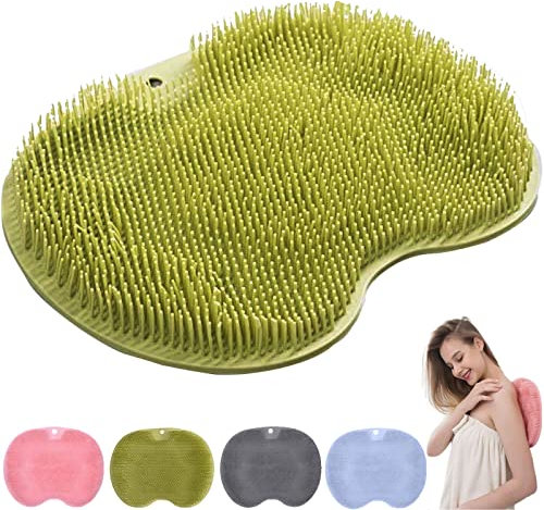 Utschfestes Silikon-Massagepad,Dusch Rückenschrubber, Rückenschrubber-Massagematte mit rutschfesten Saugnäpfen,Silikon Dusch Rückenschrubber, Badematte für Peeling,Badematten (Grün)
