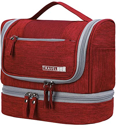 JOZEA Kulturtasche, Kulturbeutel für Herren und Damen, tragbare Kosmetiktasche wasserdicht, Reisetasche, Toilettenbeutel, rot