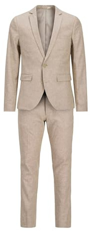JACK & JONES JPRRIVIERA Linen Suit Slim Fit SN PLS, Travertino/Ajuste: Corte Ajustado, 68 Große Größen