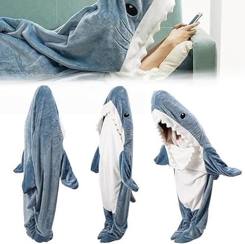 Huanmin Blau Shark Blanket Hai Decke, Haifisch Decke Erwachsene, Hai Schlafsack, Haifisch Decke, Hai Decke Schlafsack Kostüm Für Cartoon-Pyjamapartys (W90*L190CM)