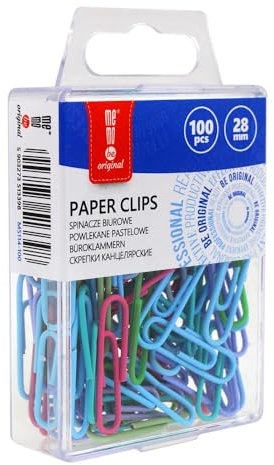 Memobe - Büroklammern Set - Briefklammern - Abgerundet - in transparenter Hängebox - Rund - Schreibtisch-, Schule-, Bürozubehör - für Dokumente, Notizen - Pastelfarben - 100 Stk.