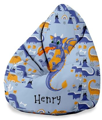 DreamRoots Personalisierte Sitzsack Kinder mit füllung - Personalisierte Geschenke Kinder - Sitzsack Kinderzimmer 70x70x105 cm - Bean Bag - Kindersitzsack