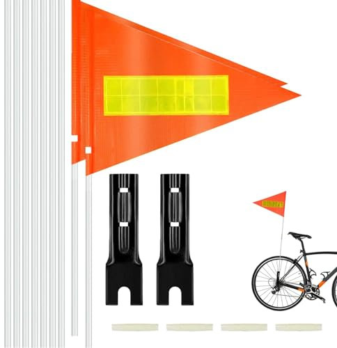 2 Stück Fahrradfahne Ruikdly Fahrrad Wimpel Fahrradwimpel Verstellbare 168cm fahrradfahne für kinder Reflektierender für Jungen Mädchen Im Freien Radfahren (Orange)