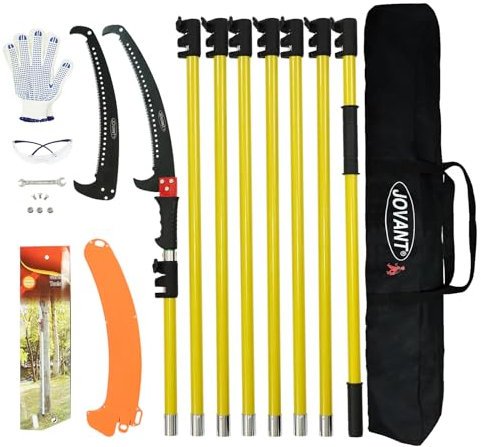 Pruning Saw with Telescopic Pole 8m, Telescopic Branch Saw Adjustable Length Sleeve,Carrying Bag, Professional Telescopic Branch Handsaw for High Branches, Thick Branches