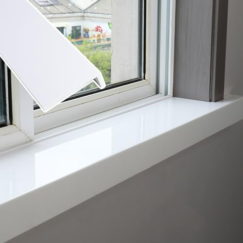 Couverture de Rebord de fenêtre Finition carrelage Blanc, Garnitures de Protection de Rebord de fenêtre en Acrylique pour l'intérieur de la Maison, Capuchon de Rebord de,L-60cm/23.6in-W-12cm/4.7in