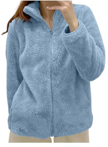 fleece jacket women navy blue floral quilted jacket womens reversible Fleece Winter Jackets for Women UK Warm Soft Fluffy Coats Causal Solid Color Long Sleeve Full Zip Jacket Elegant Callor Lapel
