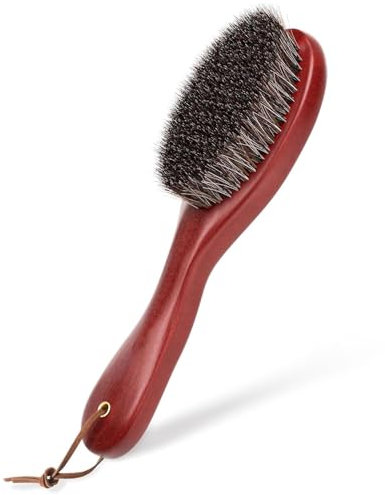 Spazzola per vestiti in legno, spazzola per rimuovere pelucchi, spazzola per indumenti con setole di cavallo, spazzola in legno massello con manico per rimuovere facilmente lanugine, peluria, polvere,